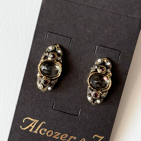 Серьги  ALCOZER & J   с празиолитом, гранатом и Swarovski