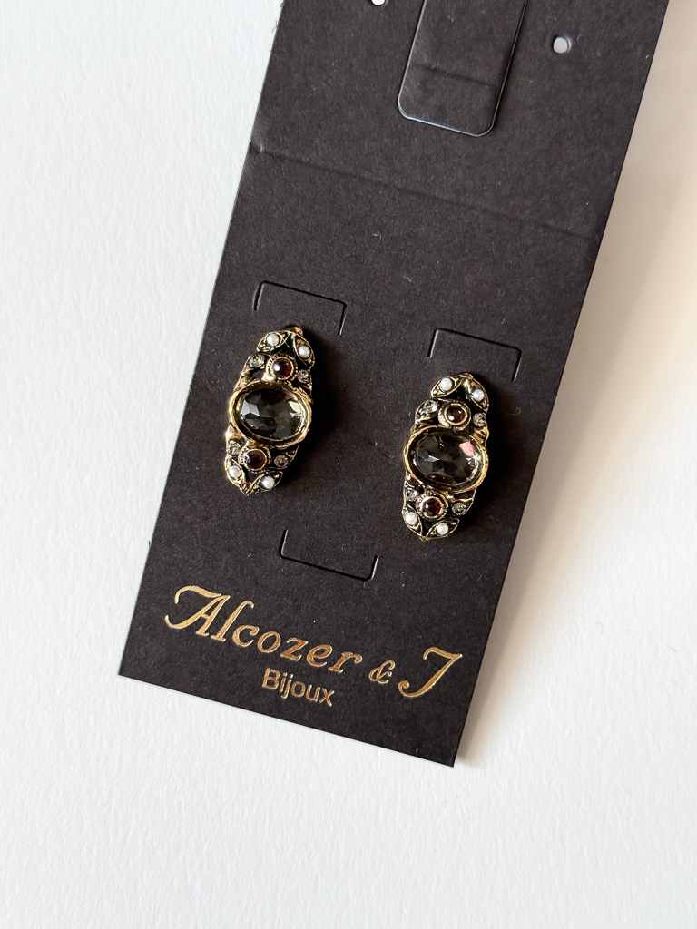 Серьги  ALCOZER & J   с празиолитом, гранатом и Swarovski