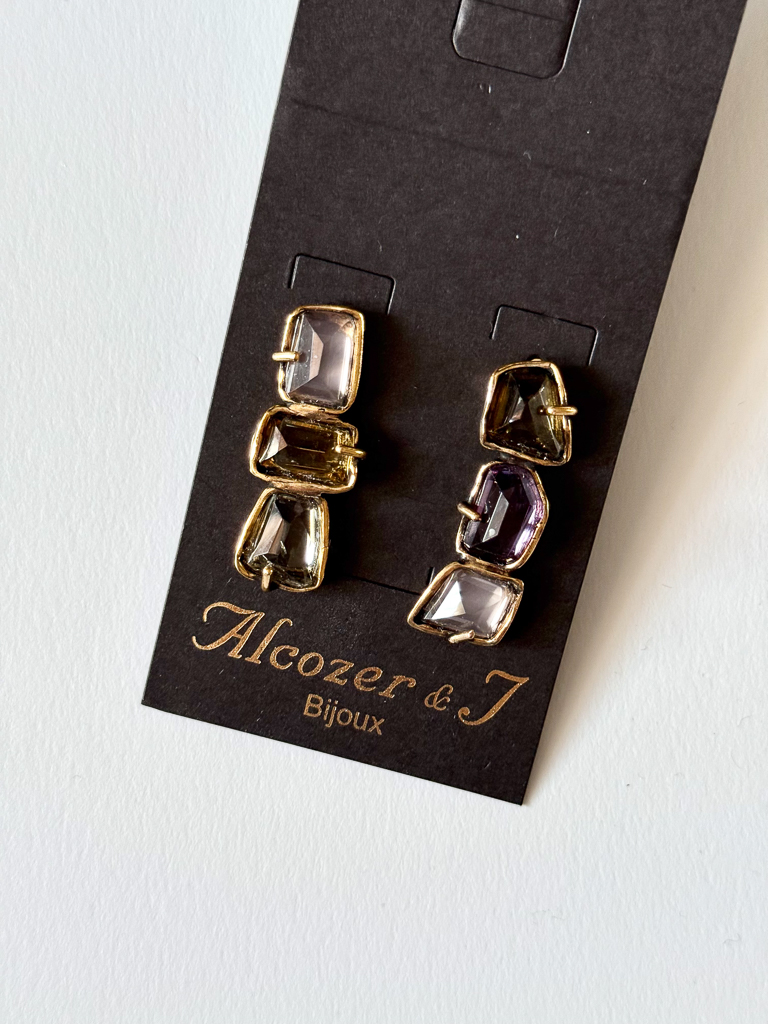 Серьги   ALCOZER & J  с розовым кварцем, цитрином и аметистом