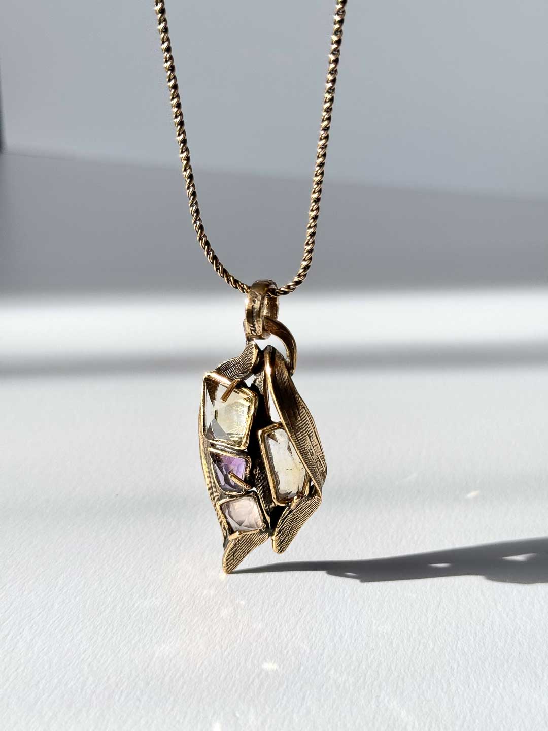 Колье ALCOZER & J с розовым кварцем, цитрином, аметистом