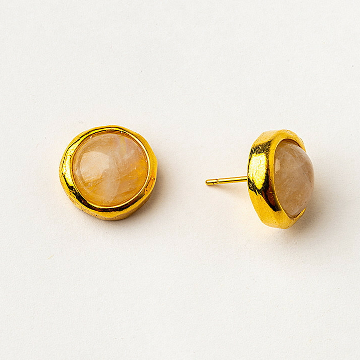 Серьги Velatti A-324-012 с лунным камнем 12 мм