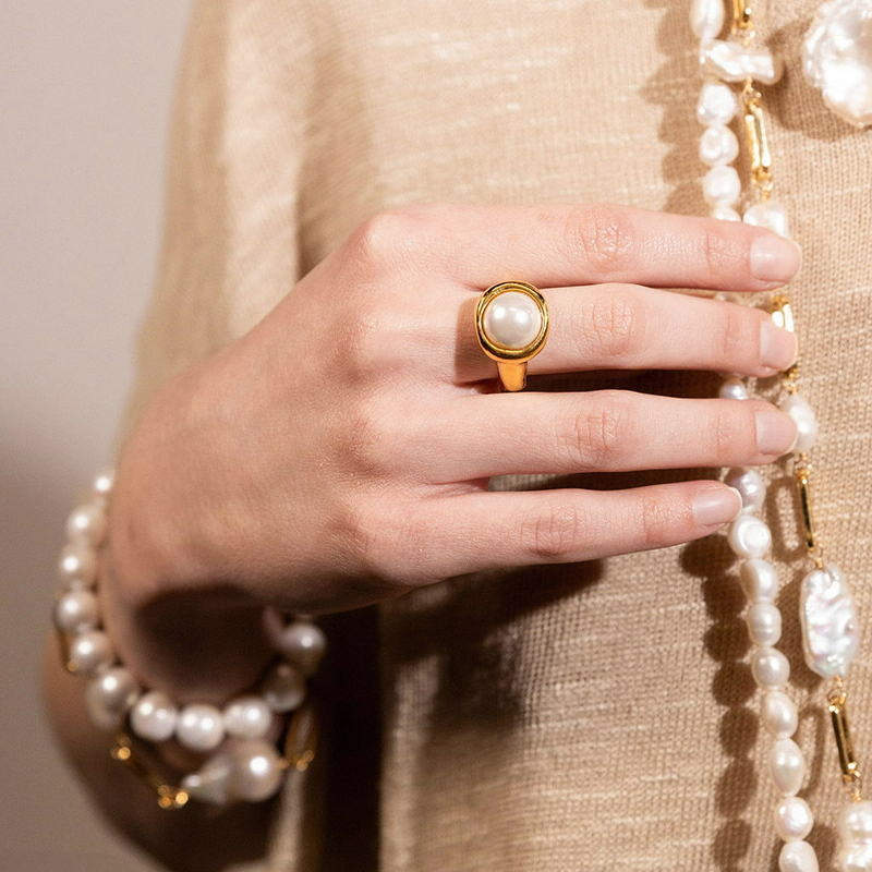 Кольцо Velatti R-111-058 с жемчугом майорка