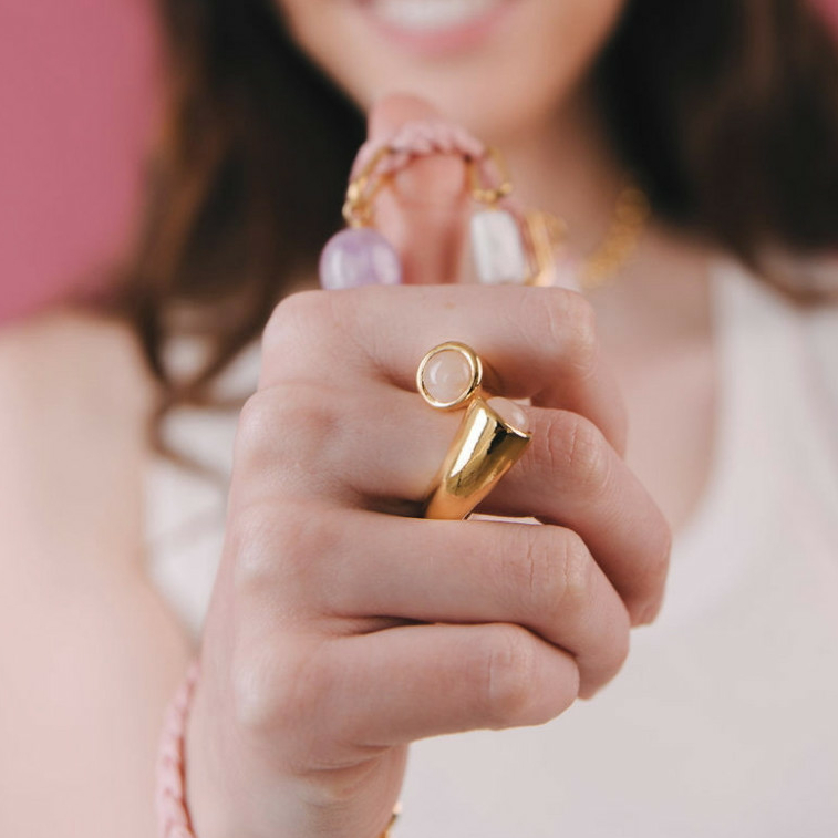 Кольцо Velatti R-227-005 с розовым кварцем