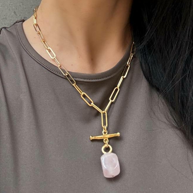 Колье Velatti LK-480-005 с розовым кварцем