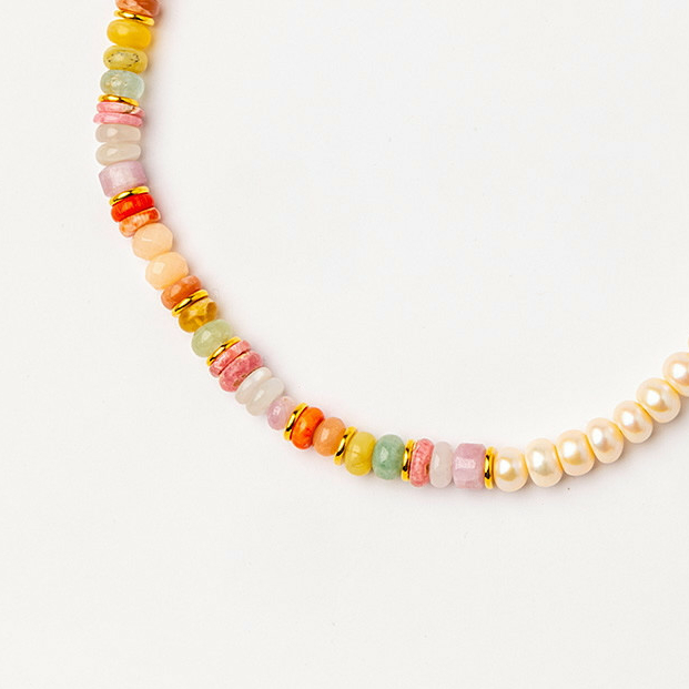 Колье Velatti N-344-024 с жемчугом и миксом из натур. камней