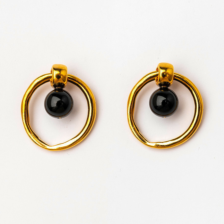 Серьги Velatti A-165-035 с чёрным агатом