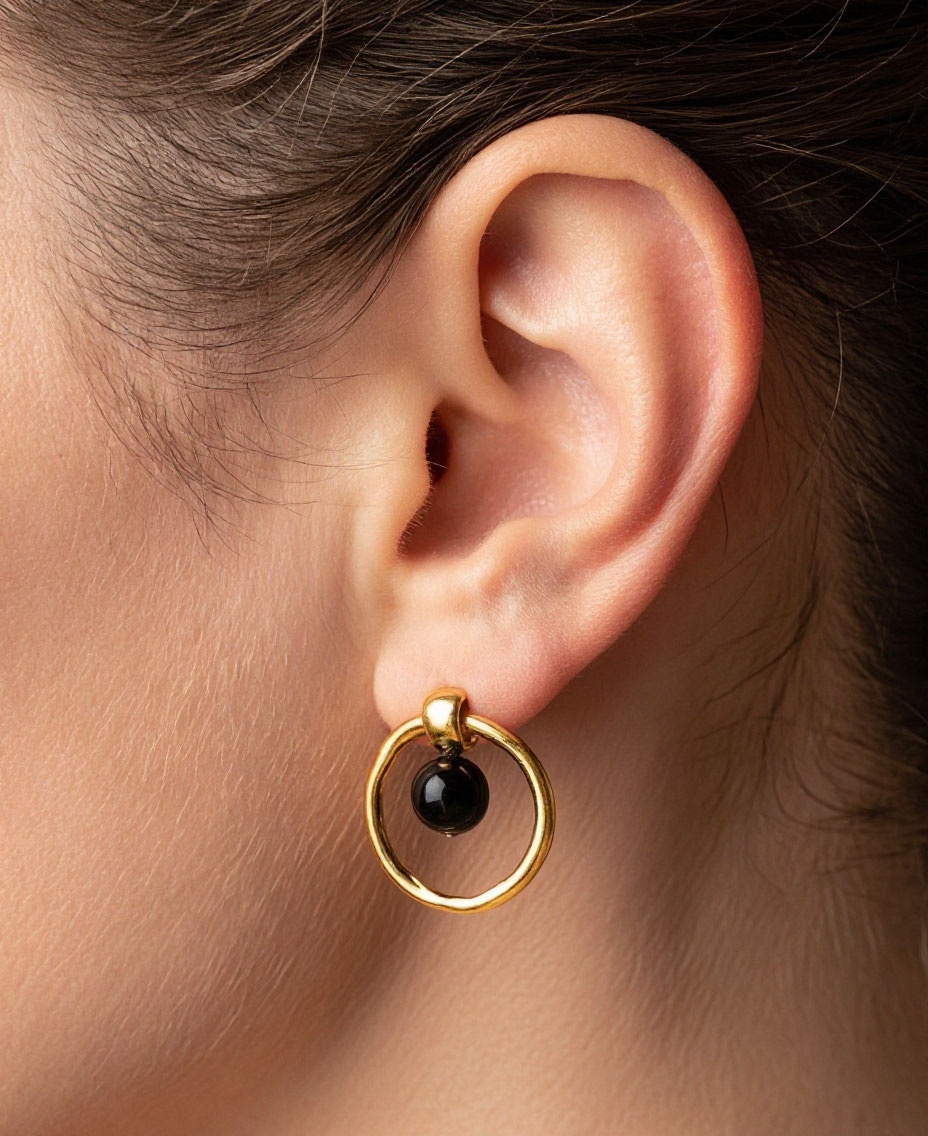 Серьги Velatti A-165-035 с чёрным агатом