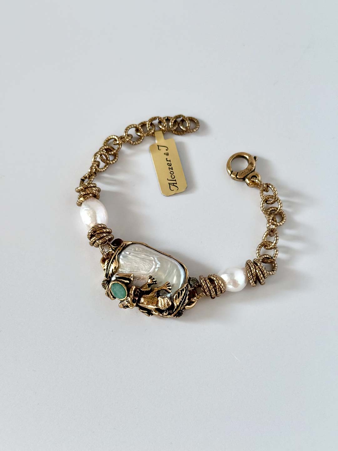 Браслет Alcozer & J   с  жемчугом  и авантюрином