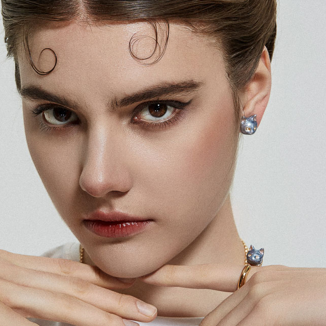 Кольцо POLINA FIRENZE AN3045 Кот серый