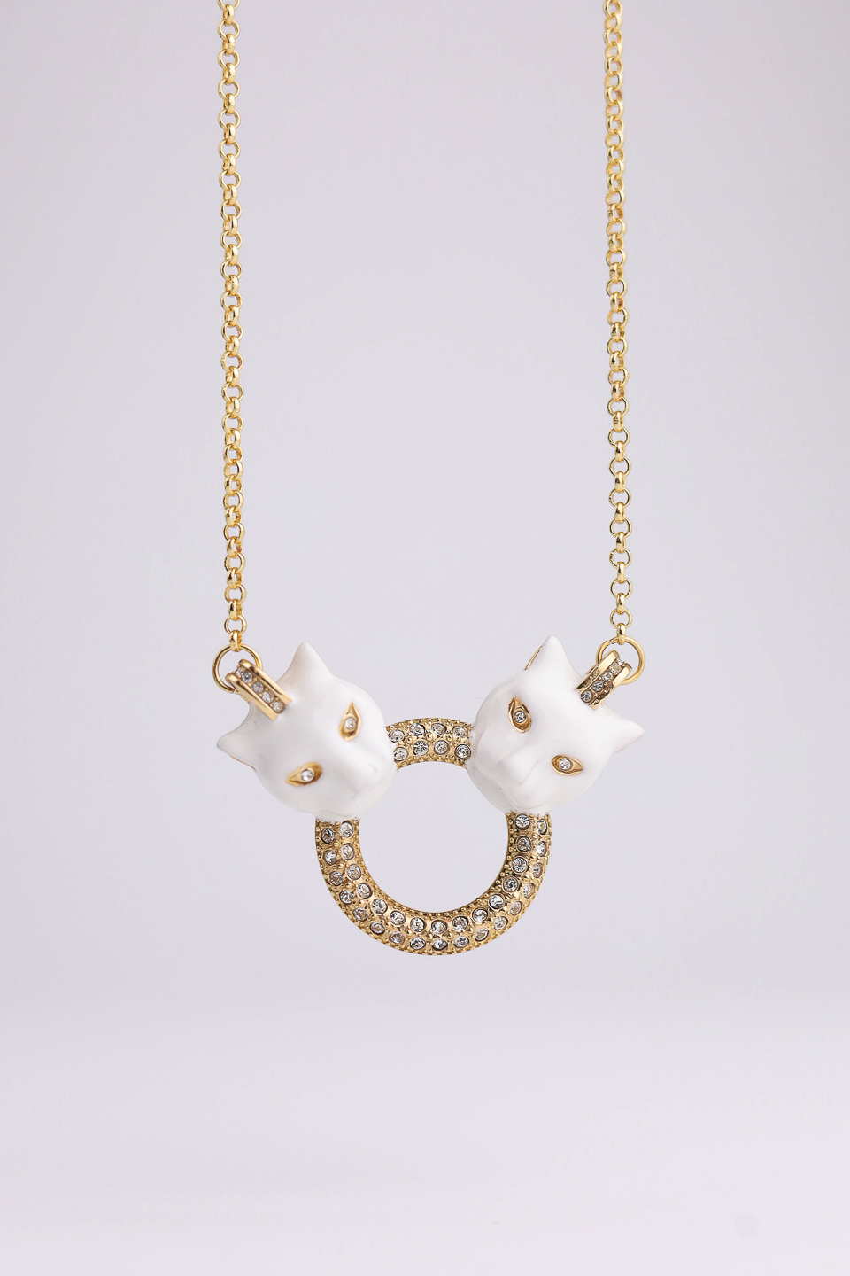 Колье POLINA FIRENZE CL3040 Пантеры белые с кольцом средние