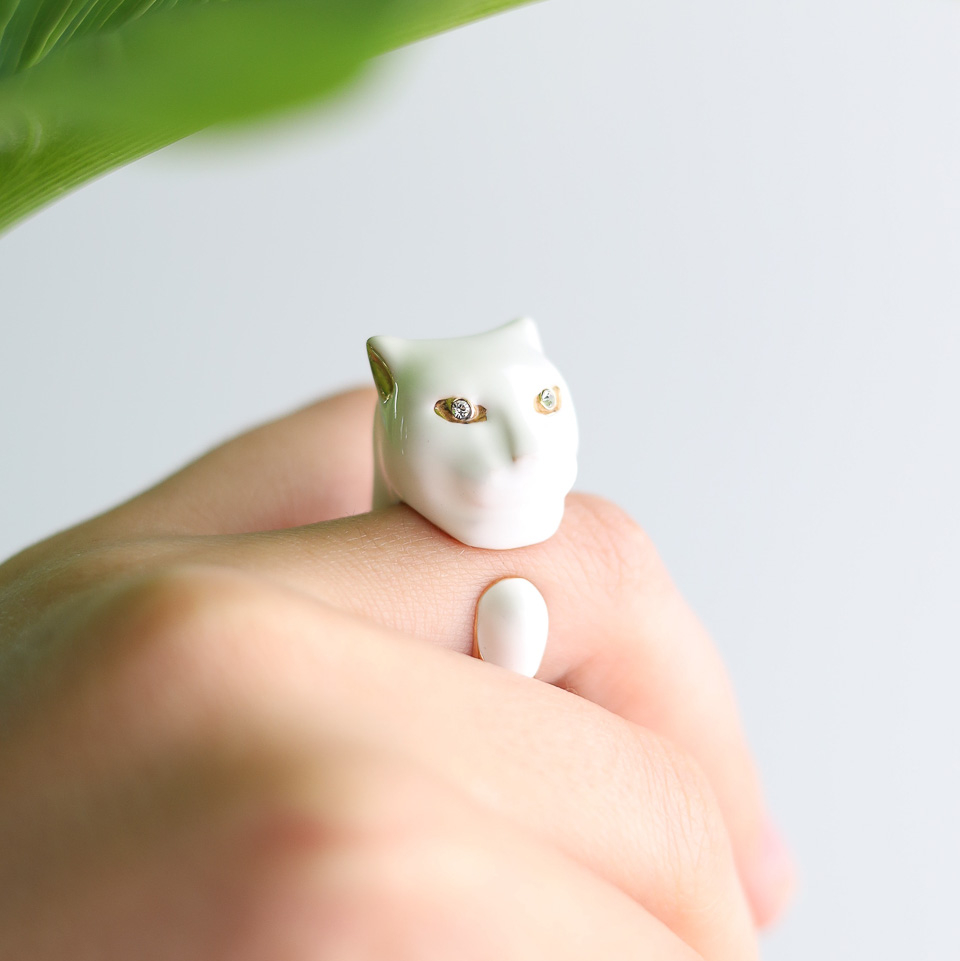 Кольцо POLINA FIRENZE AN2764 Пантера белая крупная