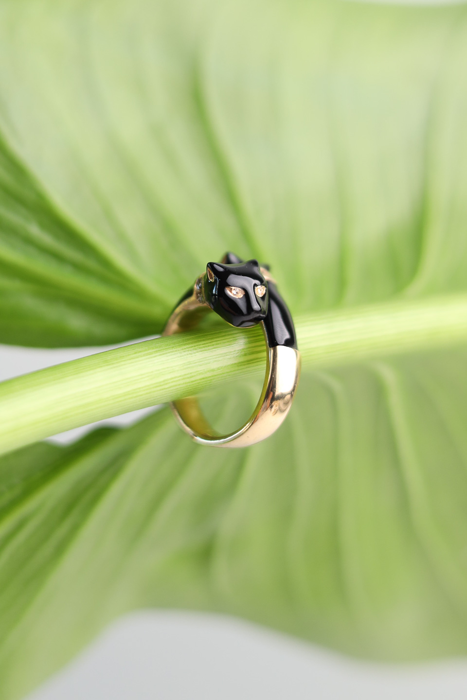Кольцо POLINA FIRENZE AN3028 Пантера черная двойная