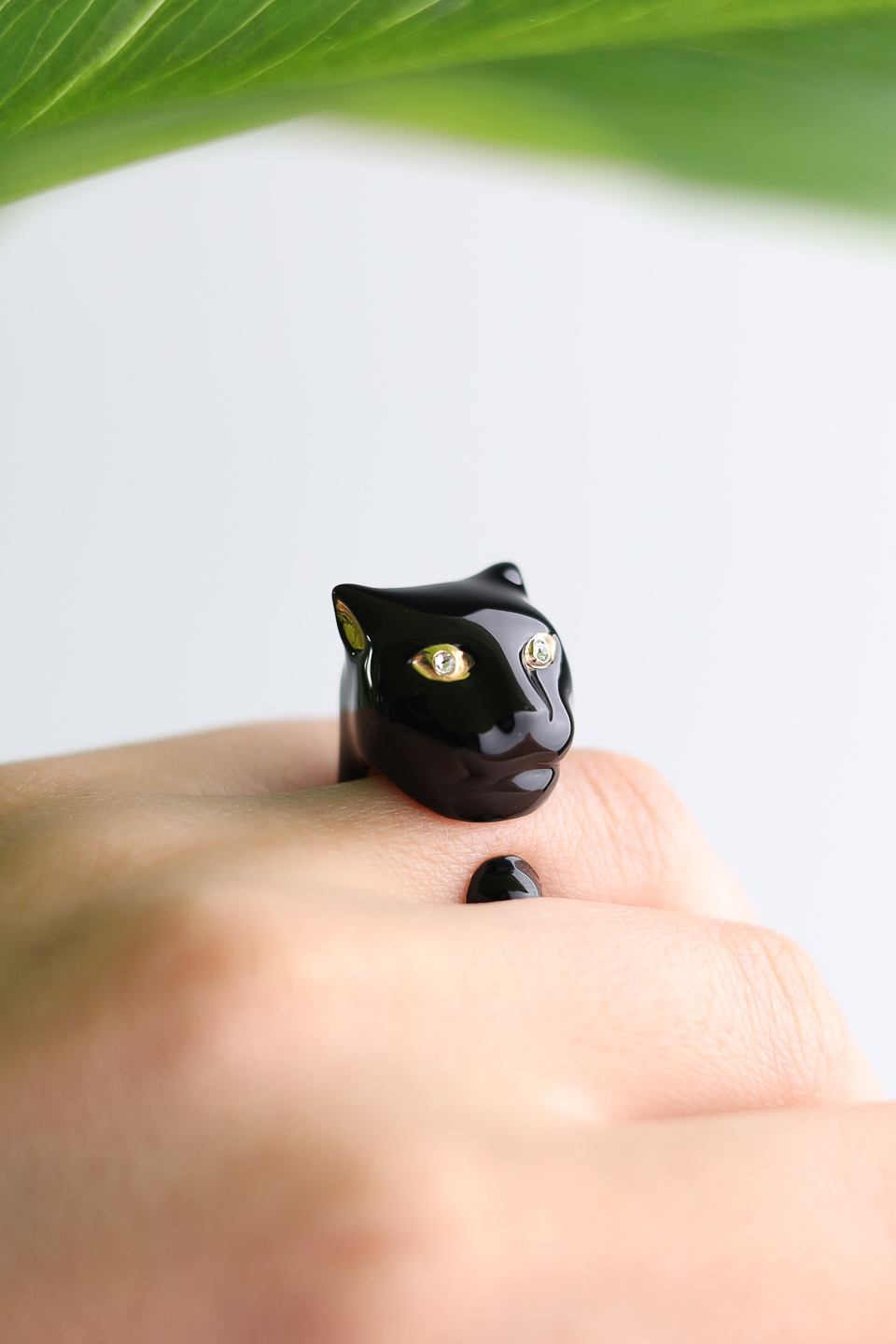 Кольцо POLINA FIRENZE AN1445 Пантера черная крупная