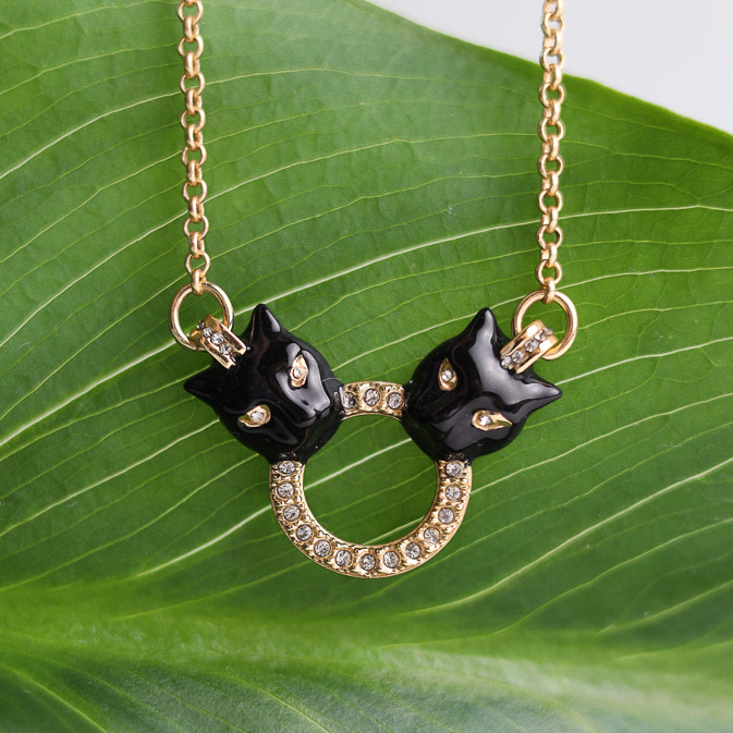 Колье POLINA FIRENZE CL2923  Пантеры черные малые