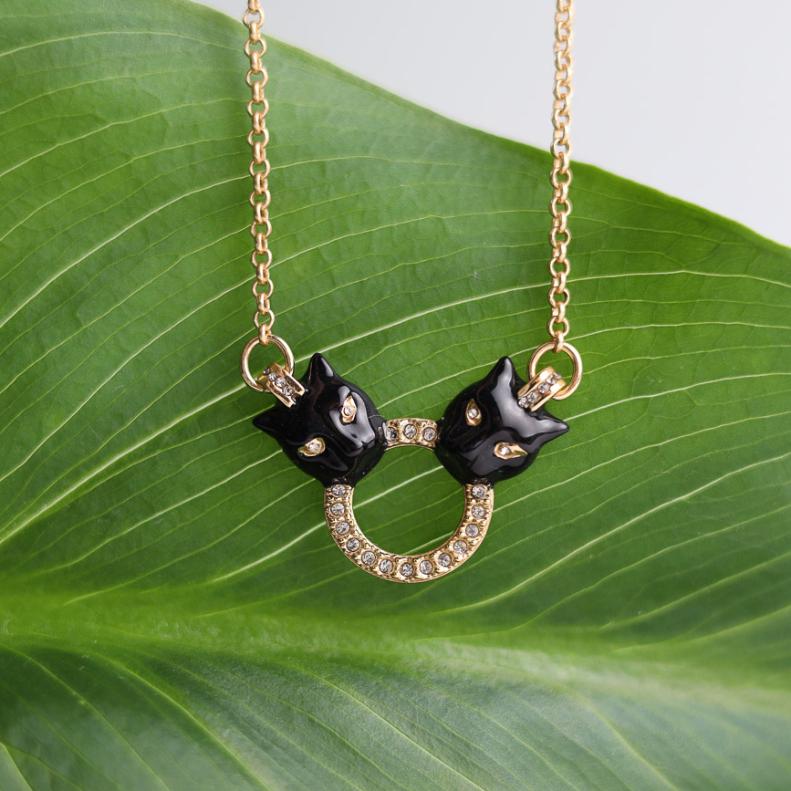 Колье POLINA FIRENZE CL2923  Пантеры черные малые