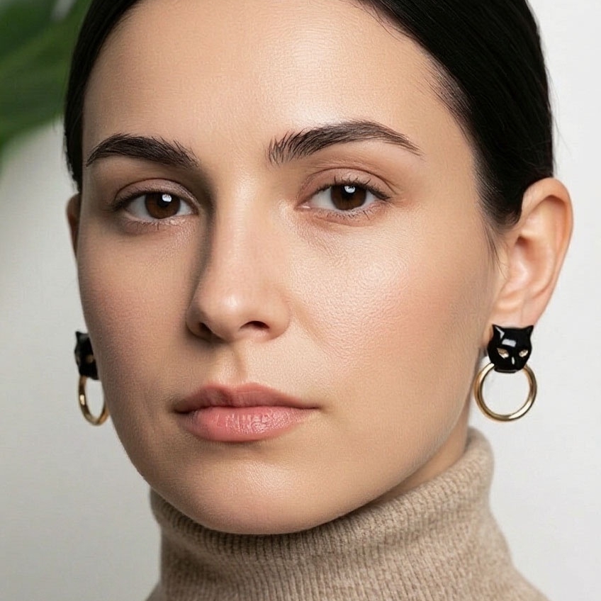 Серьги POLINA FIRENZE OR2673 Пантеры черные с кольцами