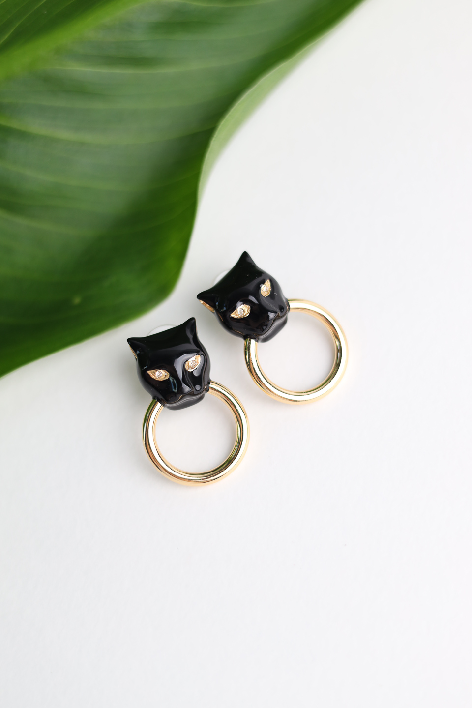 Серьги POLINA FIRENZE OR2673 Пантеры черные с кольцами