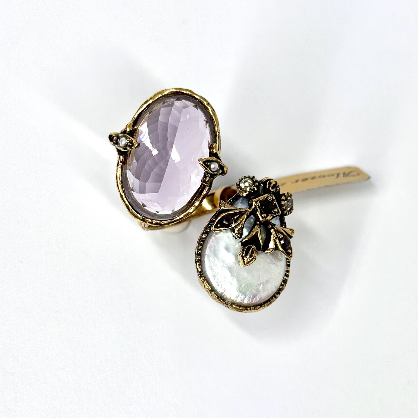 Кольцо с аметистом, жемчугом, сапфиром и Swarovski ALCOZER & J A138CU24