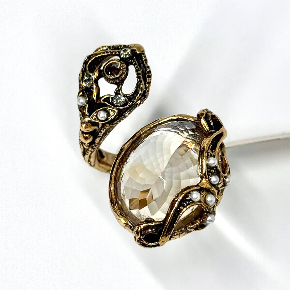 Кольцо с цитрином, гранатом, жемчугом и Swarovski ALCOZER & J A128IY24