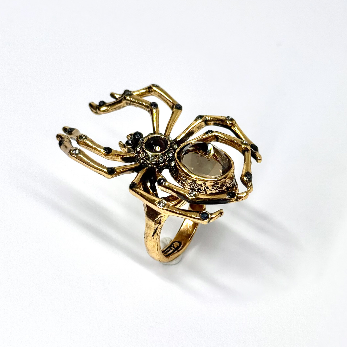 Кольцо ALCOZER & J   с празиолитом, гранатом, шпинелью и Swarovski