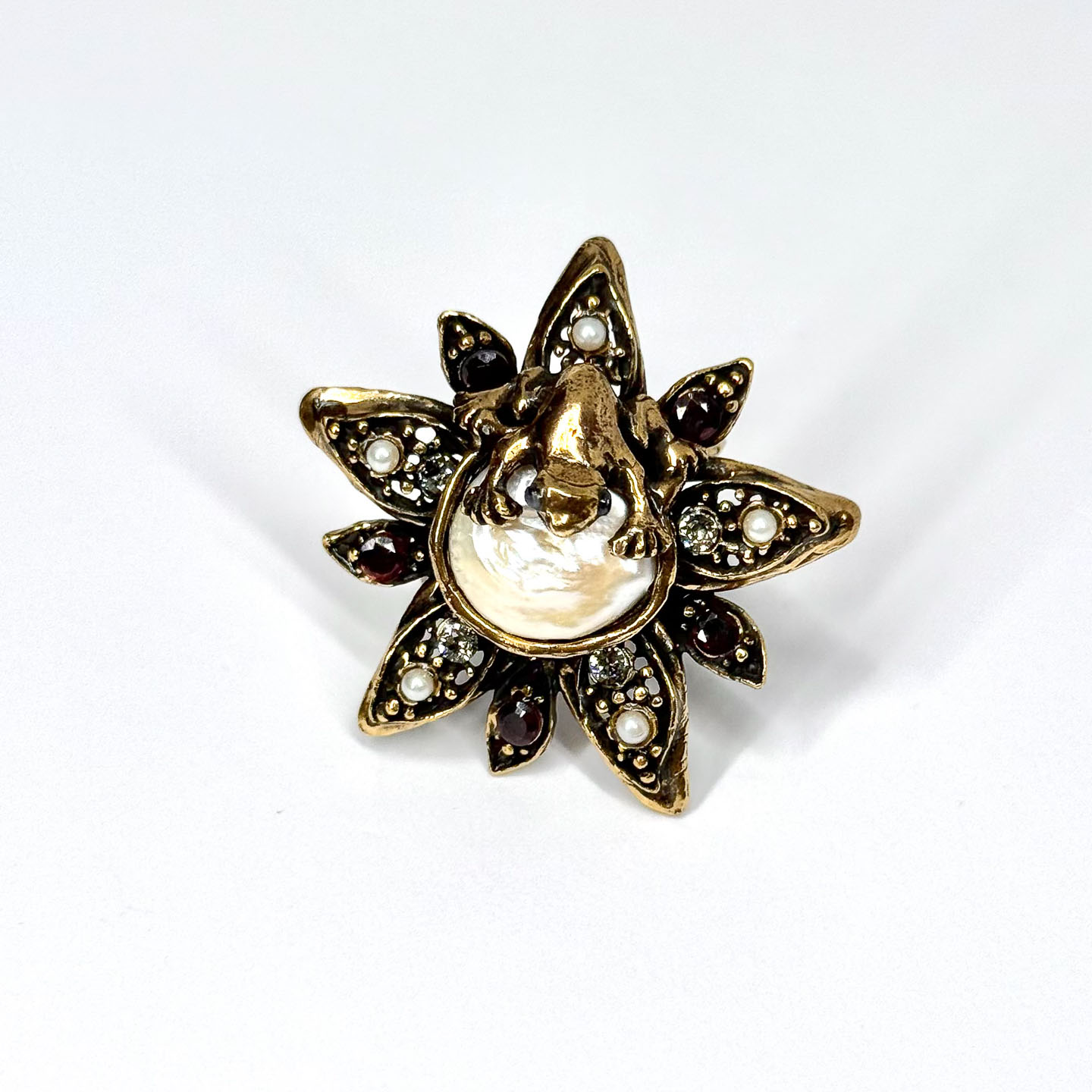 Кольцо с жемчугом, гранатом и Swarovski ALCOZER & J A78XS24