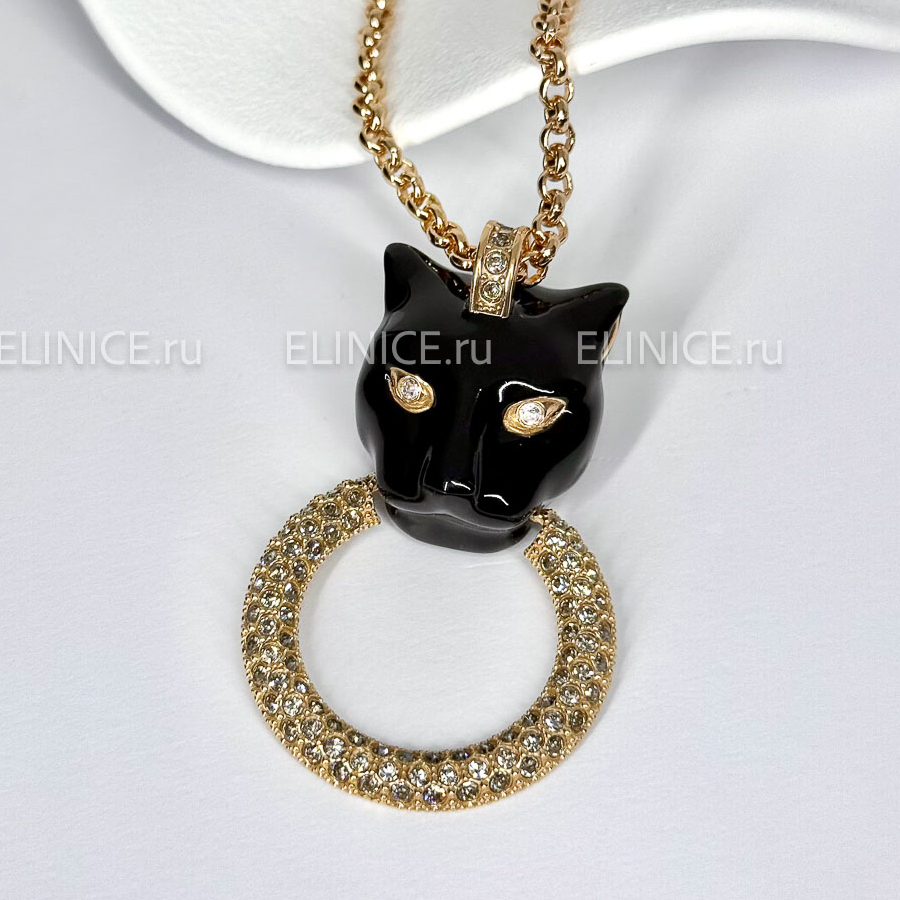 Колье POLINA FIRENZE черная пантера с кольцом с кристаллами PE1416
