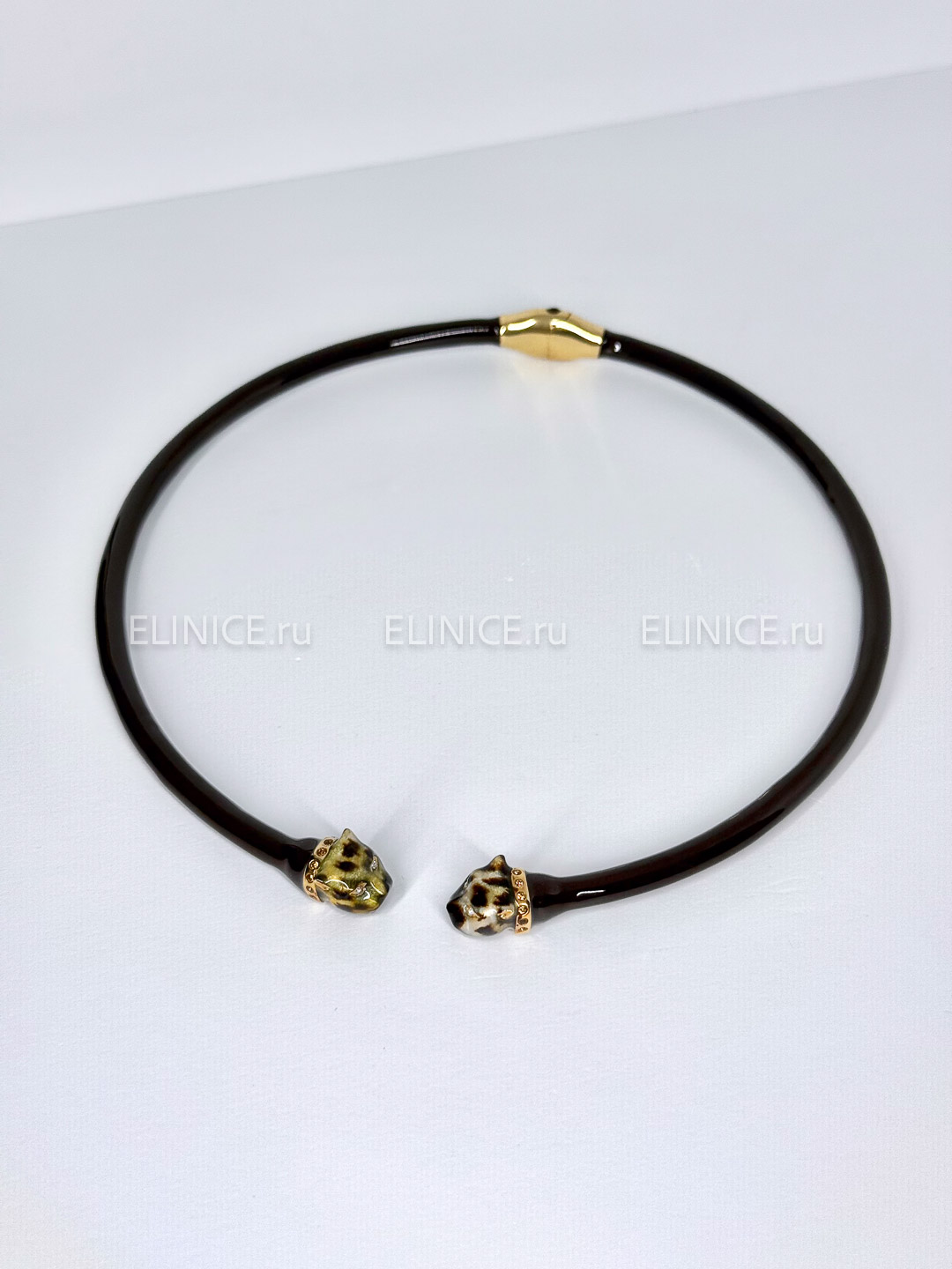 Колье POLINA FIRENZE ягуары обруч тёмно-коричневый CL2182