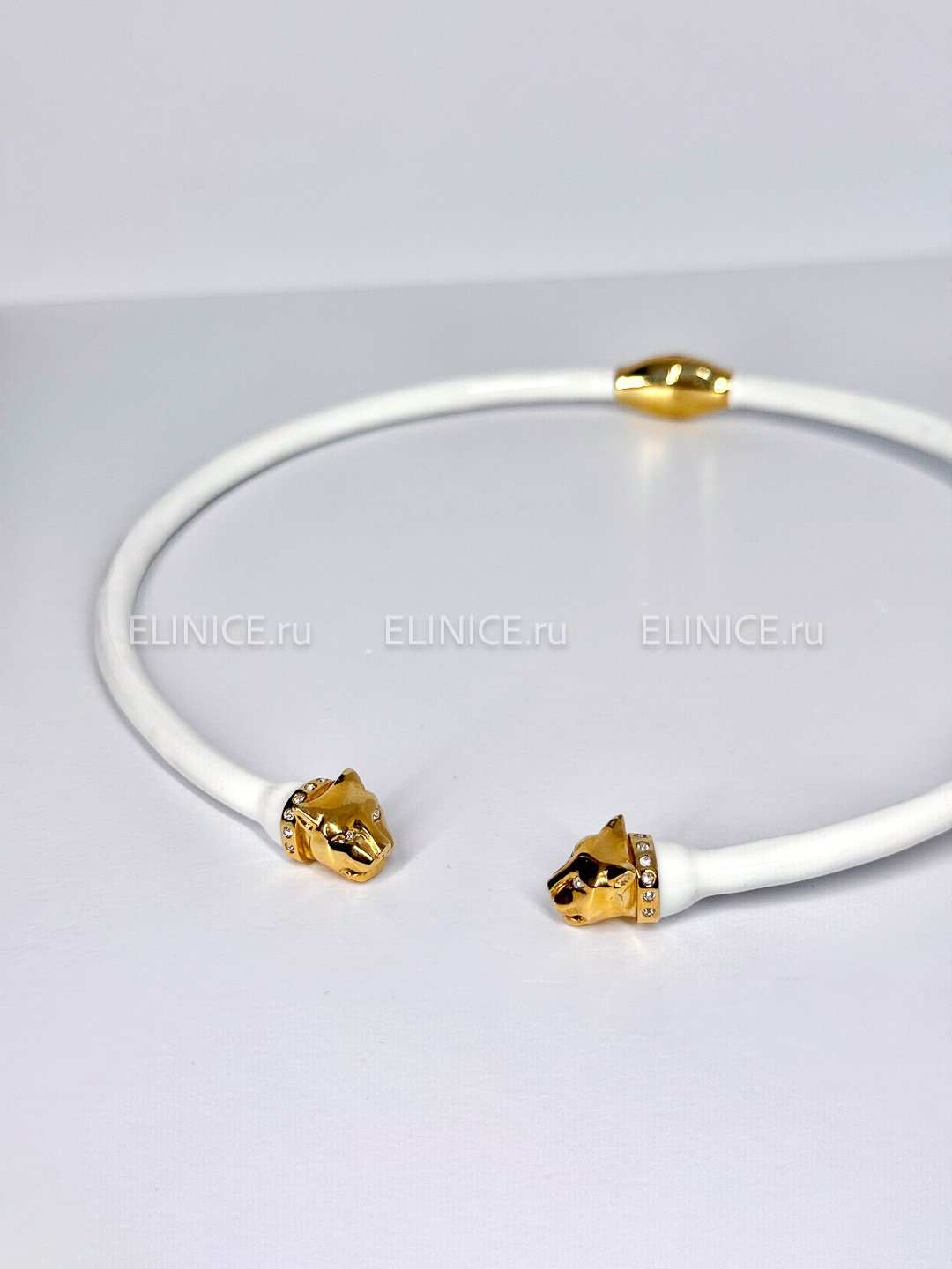 Колье POLINA FIRENZE золотые пантеры обруч белый CL2226