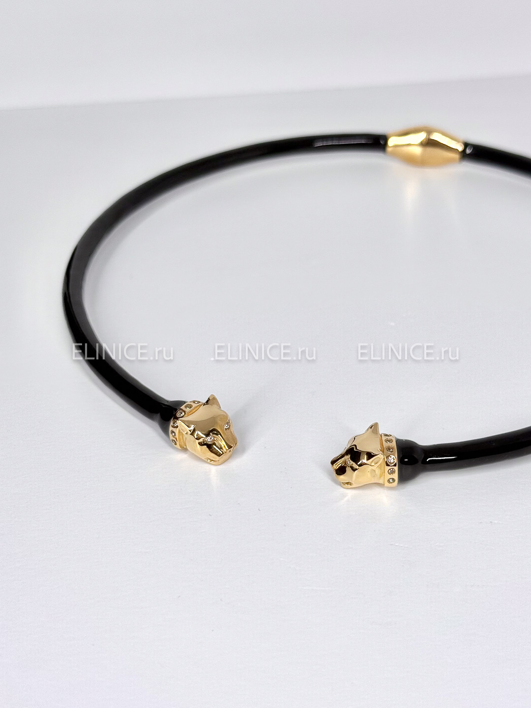 Колье POLINA FIRENZE пантеры золотые обруч чёрный CL2181