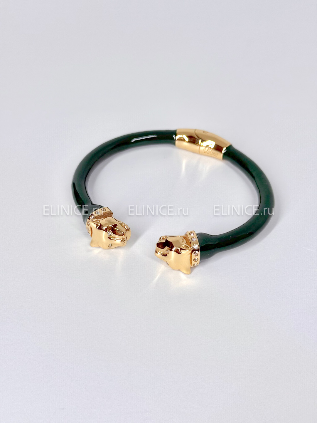 Браслет POLINA FIRENZE золотые пантеры малахитовый BR2987