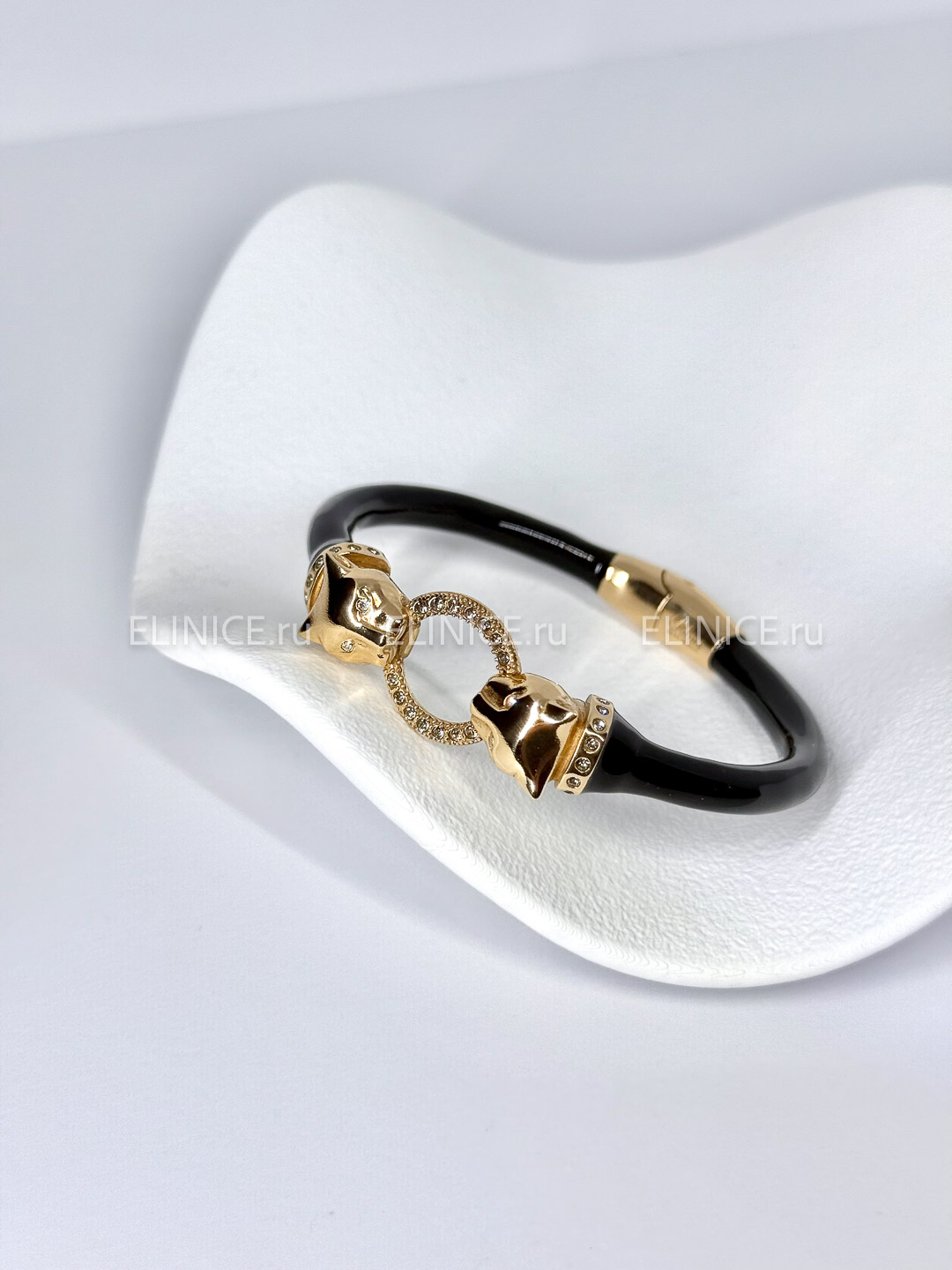 Браслет POLINA FIRENZE пантеры чёрно-золотые с кольцом с кристаллами BR3005