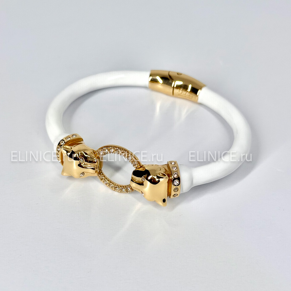 Браслет POLINA FIRENZE золотые пантеры белый BR3001