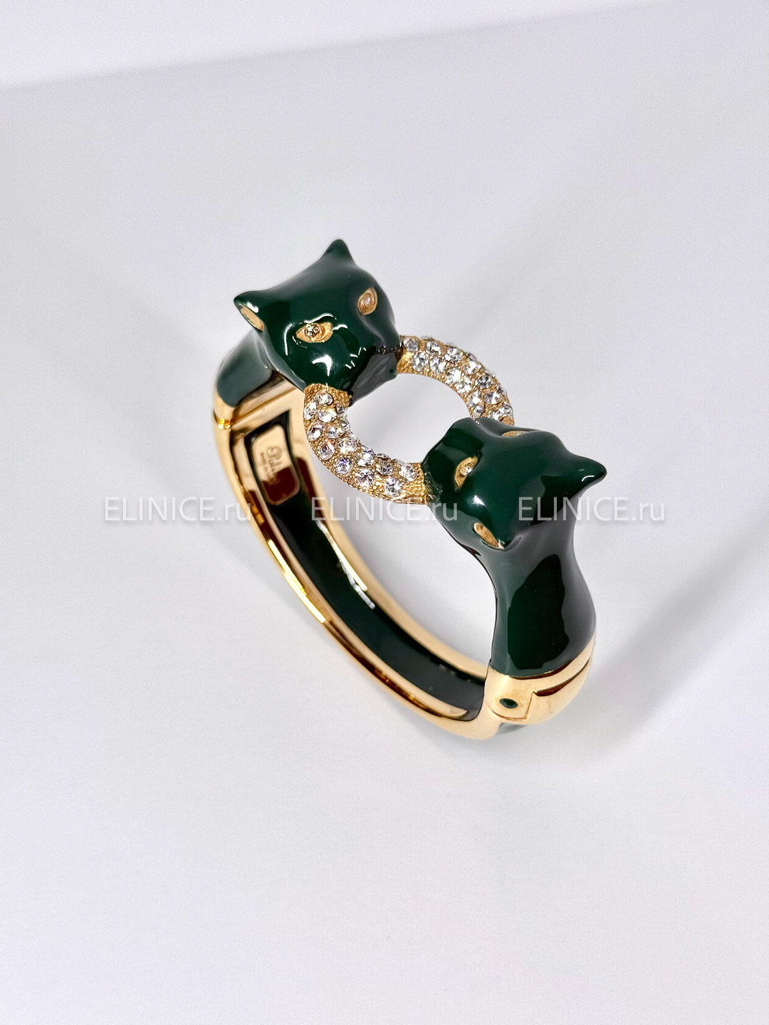 Браслет POLINA FIRENZE пантеры крупные малахитовые BR2667