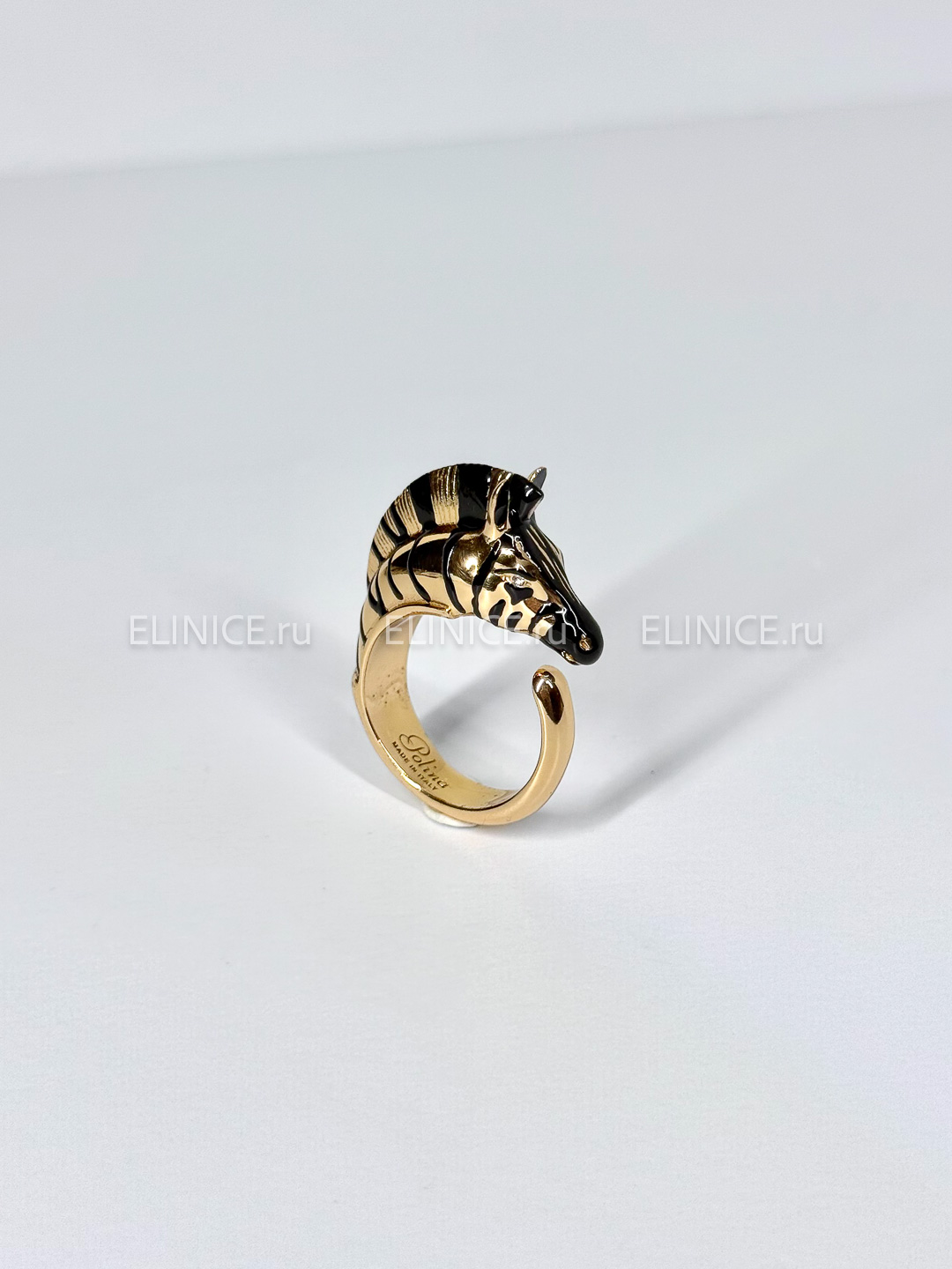Кольцо POLINA FIRENZE Зебра малая золотая AN4292