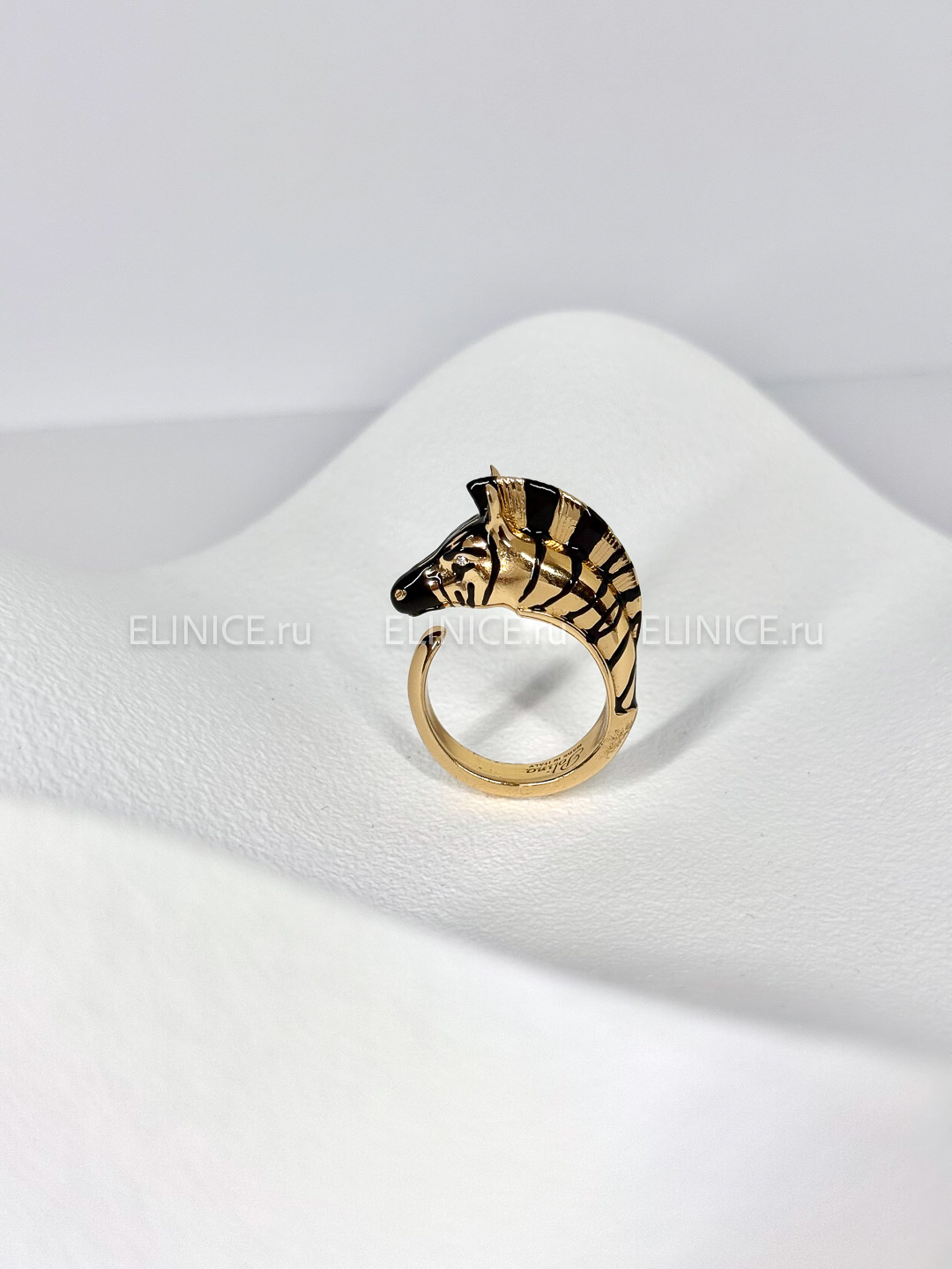 Кольцо POLINA FIRENZE Зебра малая золотая AN4292