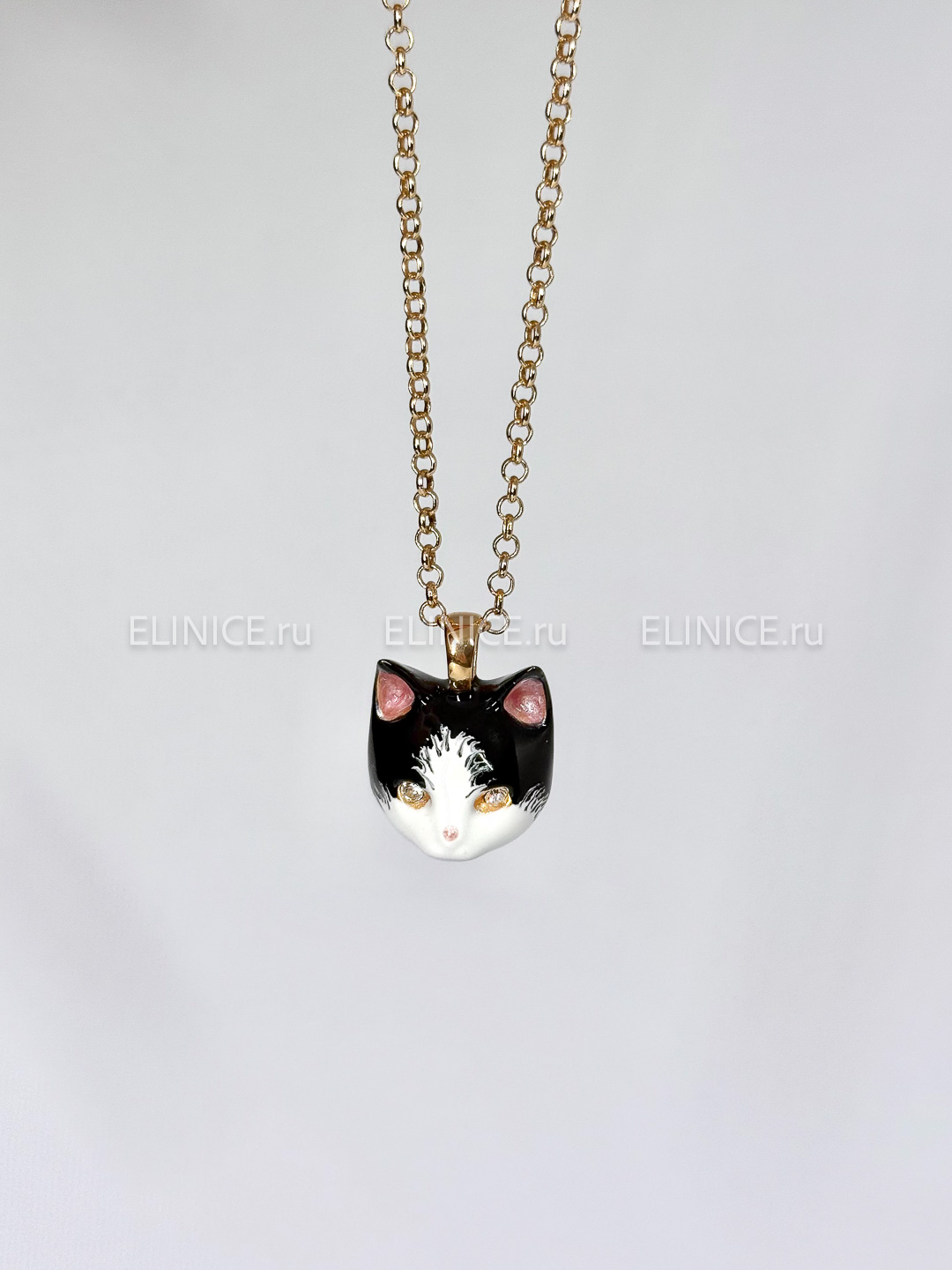 Колье POLINA FIRENZE кот чёрно-белый PE3260