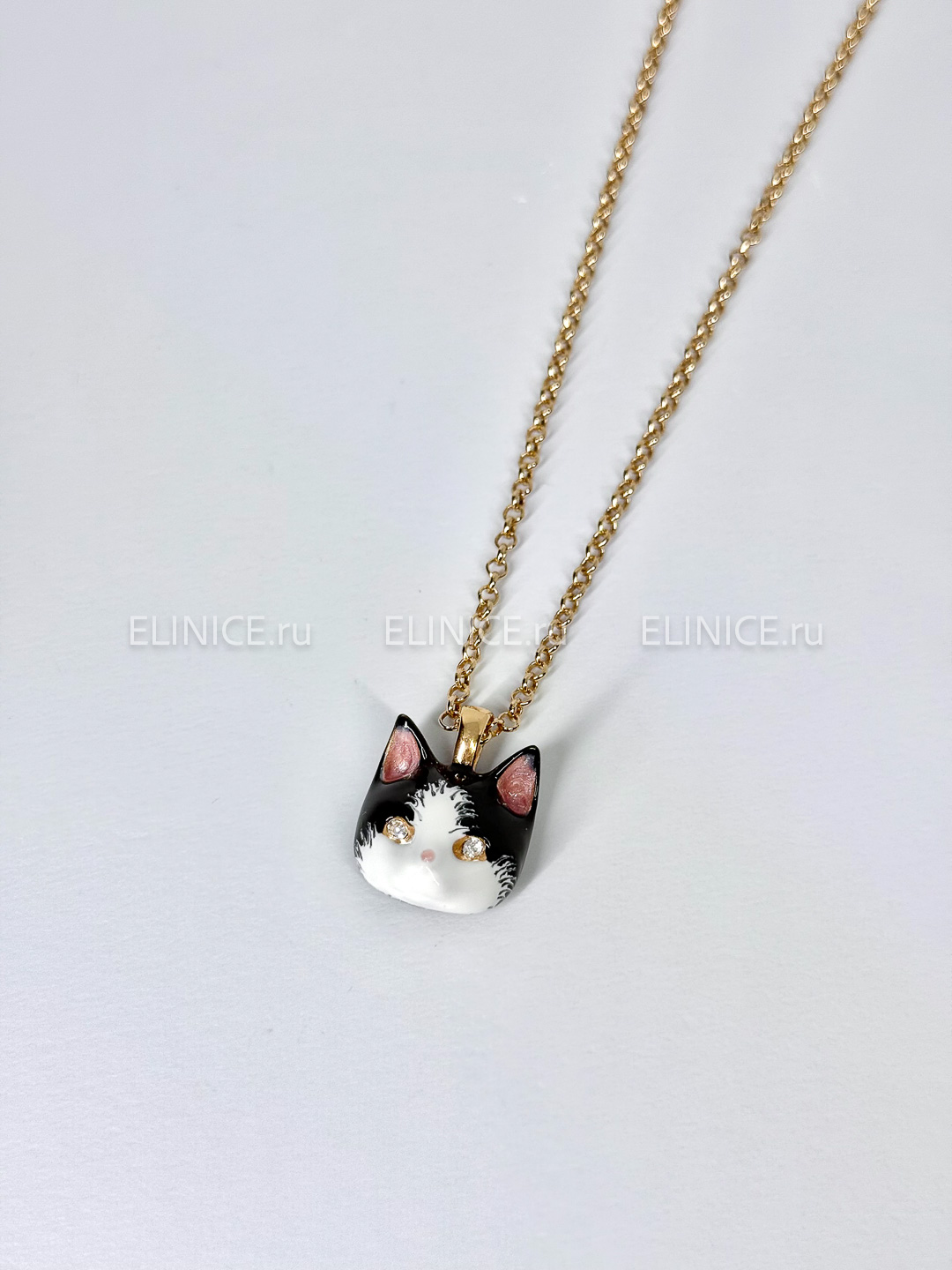 Колье POLINA FIRENZE кот чёрно-белый PE3260