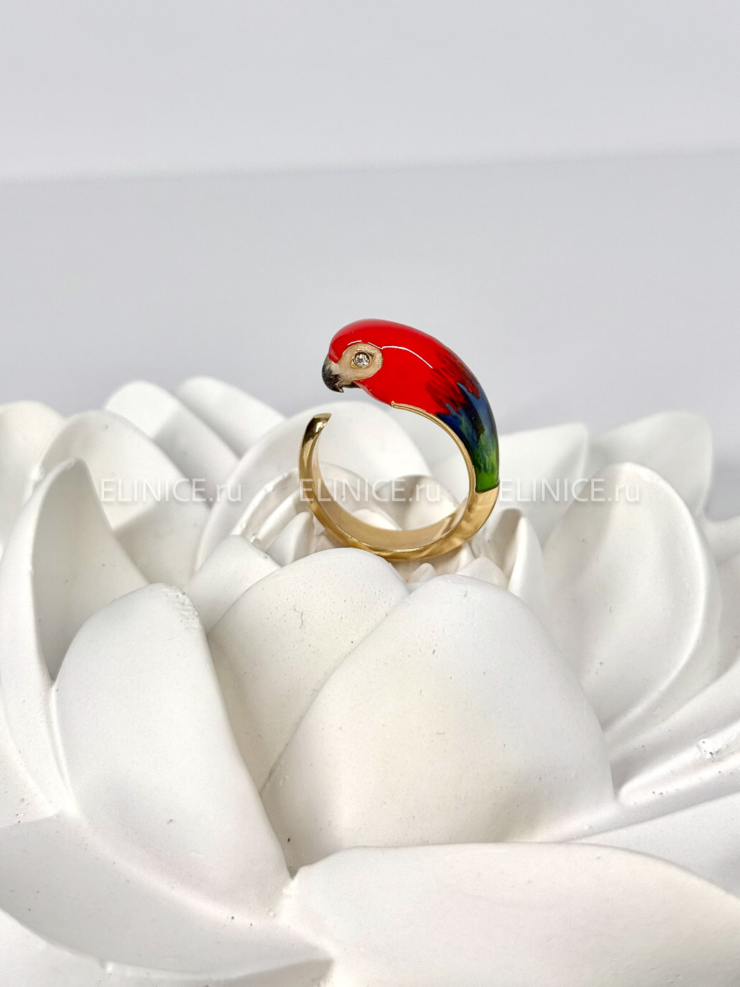 Кольцо POLINA FIRENZE попугай алый AN4264
