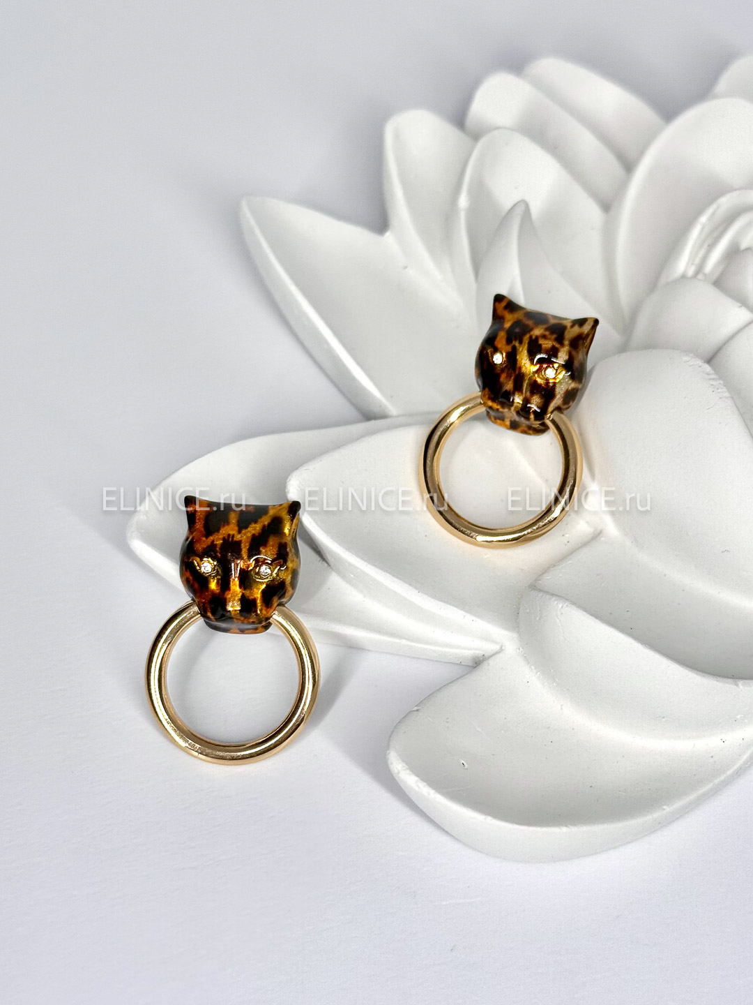 Серьги POLINA FIRENZE ягуар с кольцом OR2766