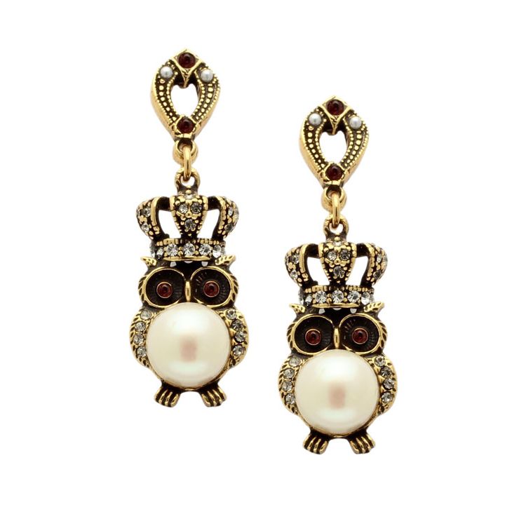 Серьги ALCOZER & J  с жемчугом, гранатами и Swarovski