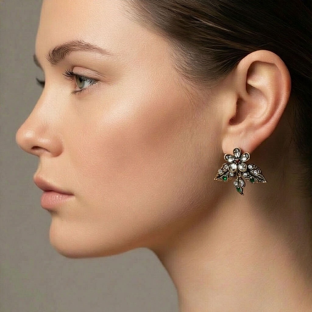 Серьги   ALCOZER & J OP5596C с изумрудами, гранатами и Swarovski