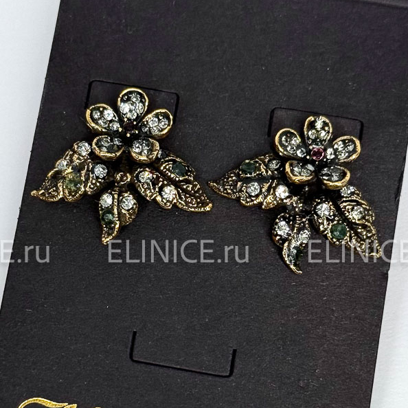 Серьги   ALCOZER & J OP5596C с изумрудами, гранатами и Swarovski