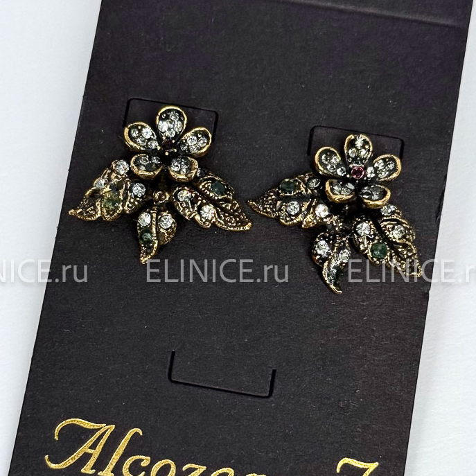 Серьги   ALCOZER & J OP5596C с изумрудами, гранатами и Swarovski