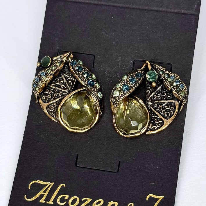 Серьги Alcozer & J с празиолитом, изумрудом и Swarovski