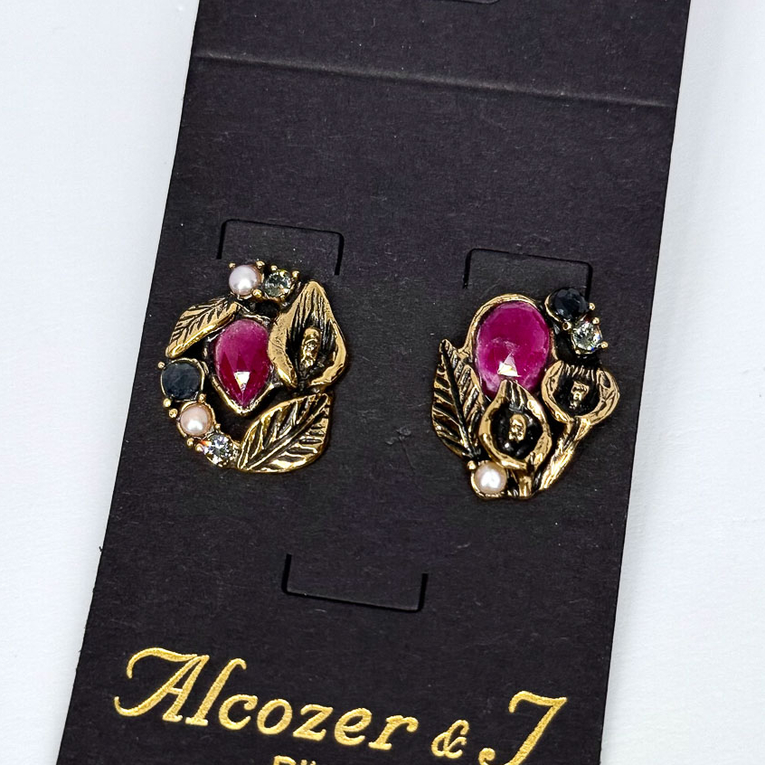 Серьги Alcozer & J с рубином, сапфиром, жемчугом и Swarovski
