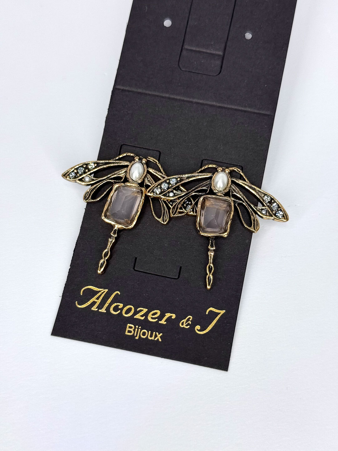 Серьги Alcozer & J с розовым кварцем и жемчугом