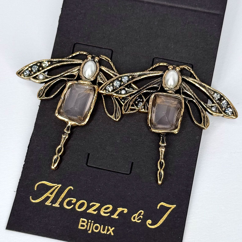 Серьги Alcozer & J с розовым кварцем и жемчугом