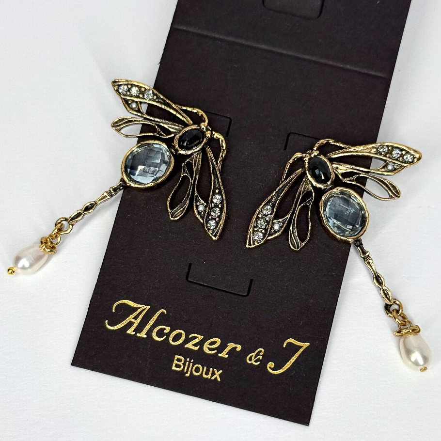 Серьги Alcozer & J с топазом, шпинелью, жемчугом и Swarovski