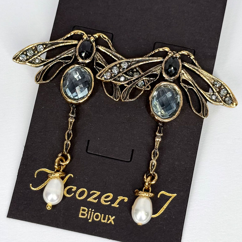 Серьги Alcozer & J с топазом, шпинелью, жемчугом и Swarovski