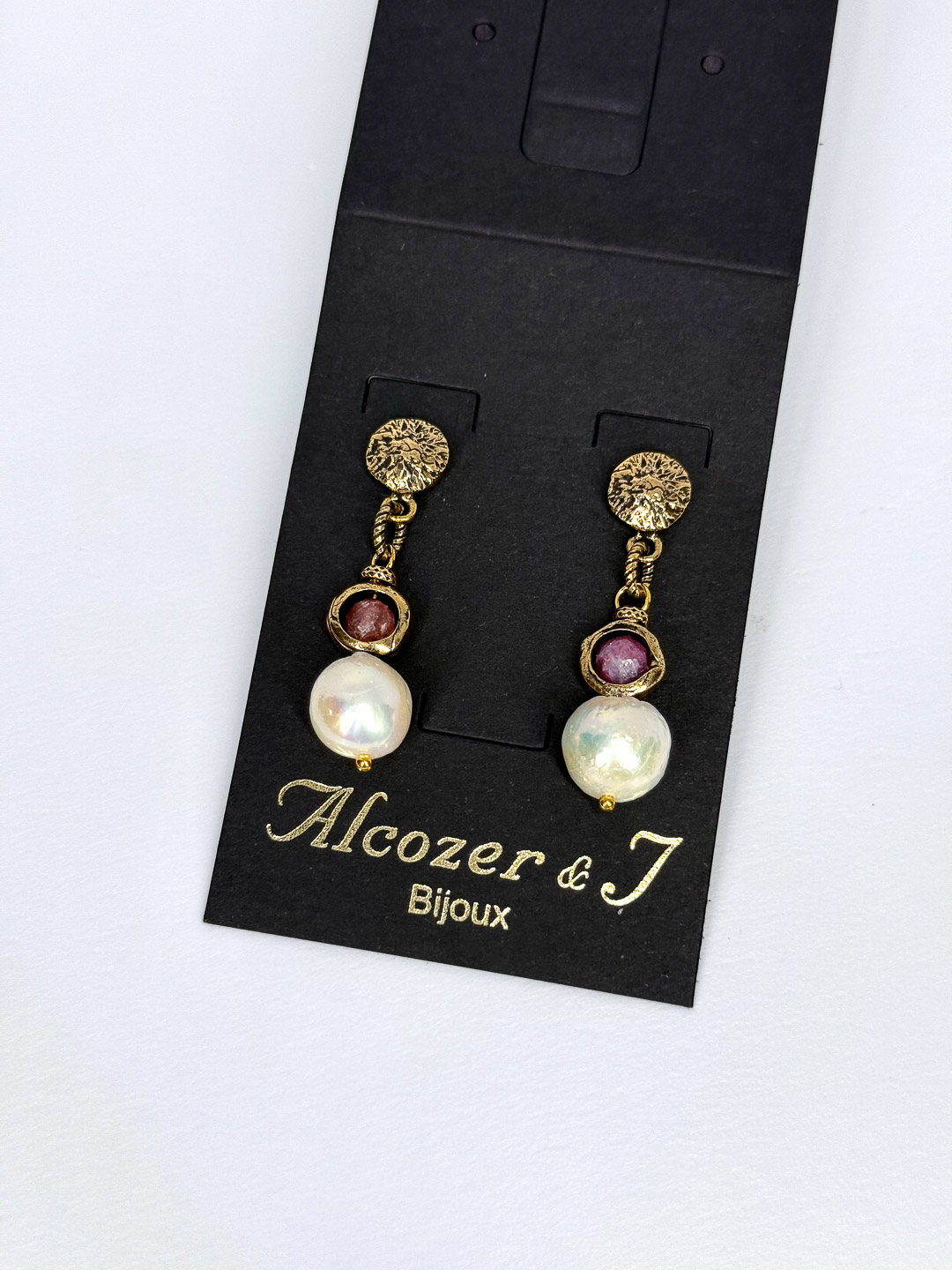 Серьги Alcozer & J с жемчугом и турмалином